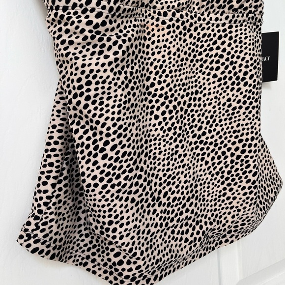 NWT Ellen Tracy Wheat Dot Print Ruched Tankini Top 8 - Picture 8 of 14